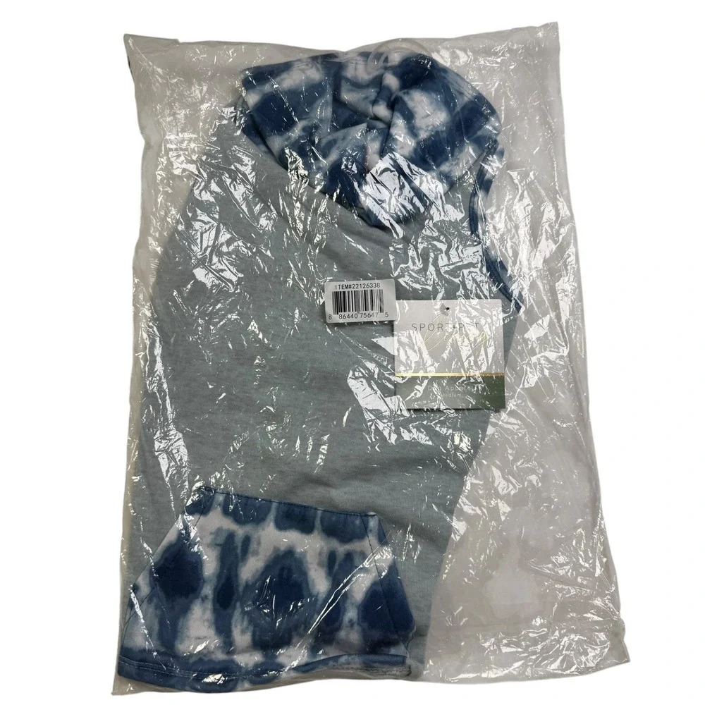 NEW SportPet Dog Hoodie Medium Blue Tie Dye Kanga Pocket Attached Hood Cozy Boho